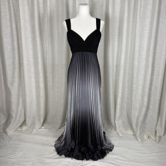 Betsy & Adam Dresses & Skirts - Betsy & Adam Dress Womens 14 Black Ombre Pleated Satin Maxi Evening Gown Formal